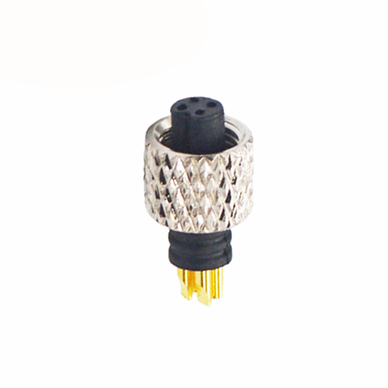 M5 4pins A code female moldable connector,brass with nickel plated screw